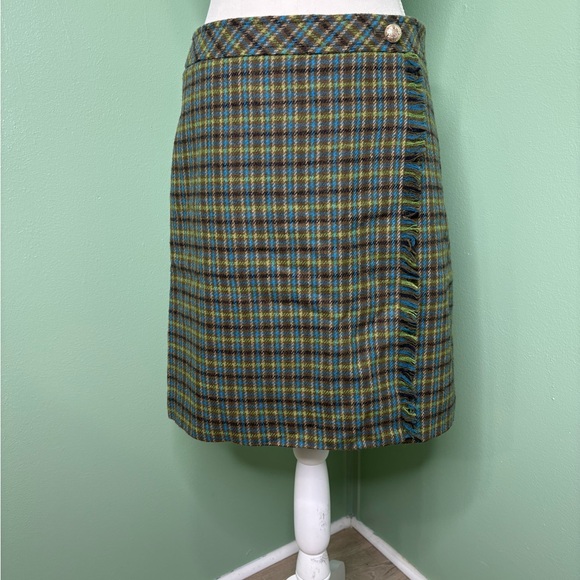 Talbots Green and Blue Plaid Pencil Skirt - Picture 2 of 10